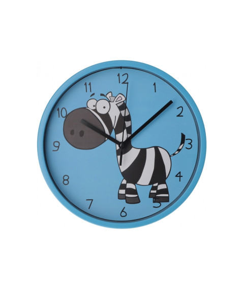 Ceas de perete din plastic Optima LITTLE ZEBRA, albastru